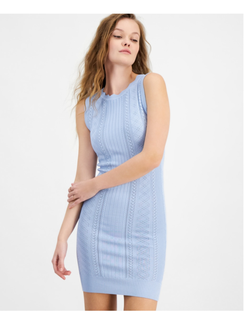 Guess Women's Extra Large Sky Blue Adaline Bodycon Sweater Dress NWT